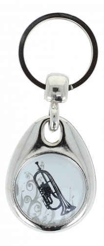 Key pendant with metal frame (double-sided) - design: Fluegelhorn