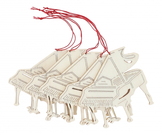 Pendant made of natural poplar wood - instruments / design: piano, 5 pieces per motif