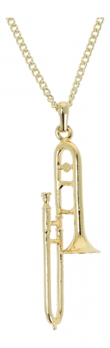 Pendant trombone, with chain - material: gold plated