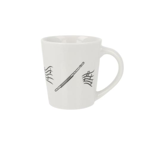 Coffee mug with musical notes and various instruments - motif: flute