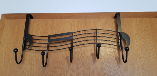 Door coat rack, 5 hooks, black
