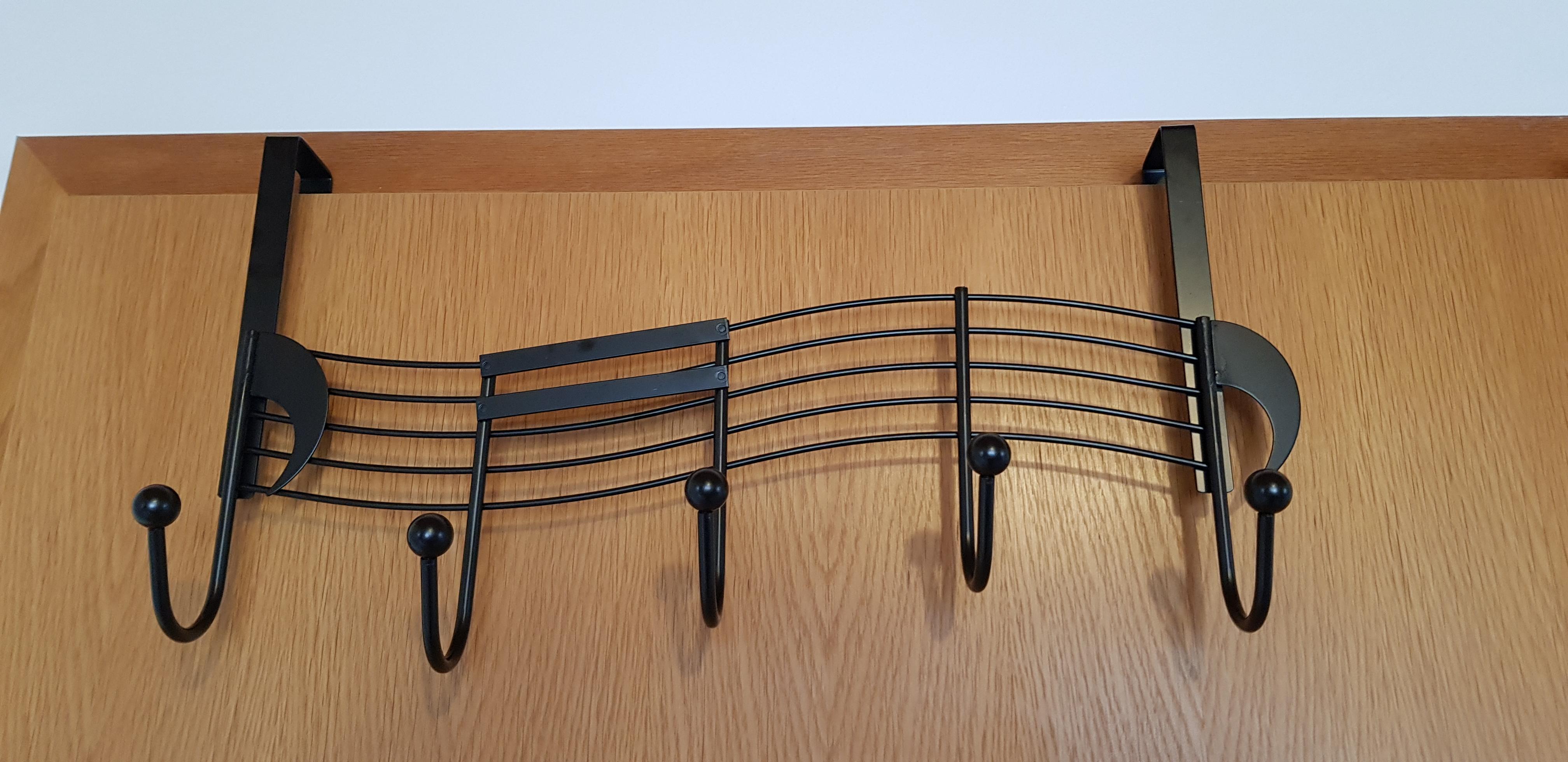 Door coat rack, 5 hooks, black