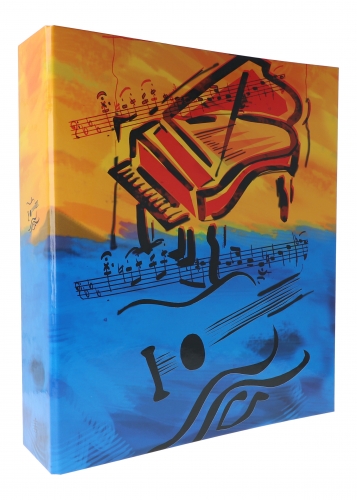 colorful, wide folder with guitar and piano