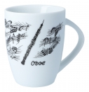 Handle cup white with black print, various motifs - Instruments / Design: Clarinet