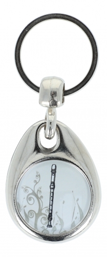 Key pendant with metal frame (one-sided) - Instruments / Design: recorder