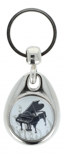 Key pendant with metal frame (double-sided) - design: piano