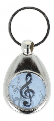 ey pendant with magnetic shopping cart token, different instruments - design: treble clef