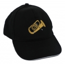 Baseball cap, black, cotton, various embroidered motifs - instruments / design: tuba