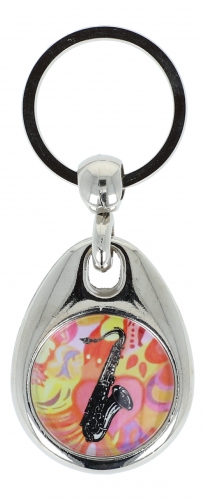 colorful key pendant with a magnet held shopping chip - instruments / design: saxophone