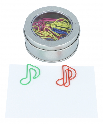 25 metal paper clips - instruments / design: eighth note