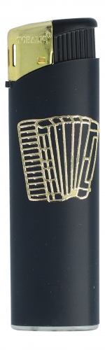 Electronic lighter black / gold different motifs - instruments / design: accordion