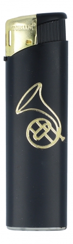 Electronic lighter black / gold different motifs - instruments / design: horn