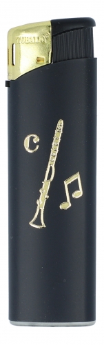 Electronic lighter black / gold different motifs - instruments / design: clarinet