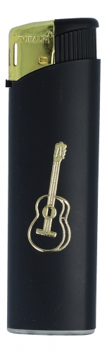 Electronic lighter black / gold different motifs - instruments / design: concert guitar