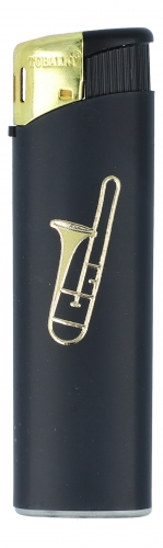 Electronic lighter black / gold different motifs - instruments / design: trombone