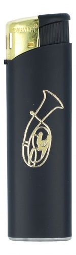 Electronic lighter black / gold different motifs - instruments / design: tenor horn