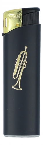 Electronic lighter black / gold different motifs - instruments / design: trumpet
