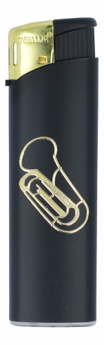 Electronic lighter black / gold different motifs - instruments / design: tuba