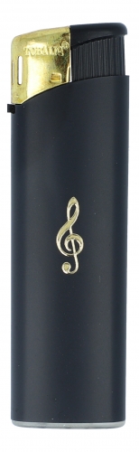 Electronic lighter black / gold different motifs - instruments / design: treble clef