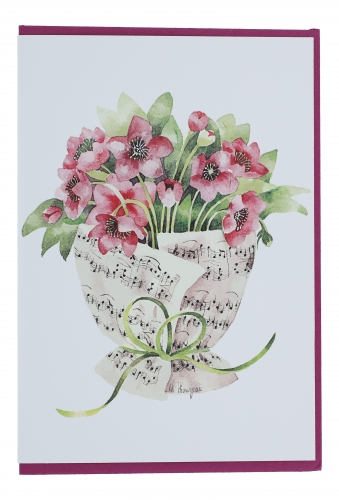 Double card, bouquet of notes, various flowers - card: Christmas roses
