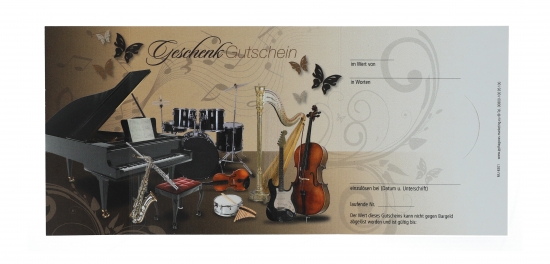 Voucher printed with instruments and sheet music