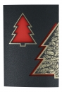 Double card Christmas tree with staves, red-gold insert