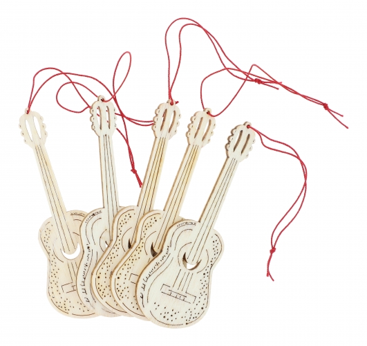 Pendant made of natural poplar wood - instruments / design: concert guitar, 5 pieces per motif