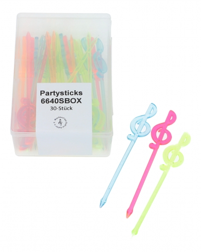 Party sticks in blister packaging, colored