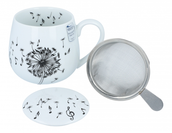 Cuddly mug dandelion with notes, incl. Lid and sieve