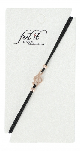 Bracelet with stainless steel note key - color: ros - bracelet version: black