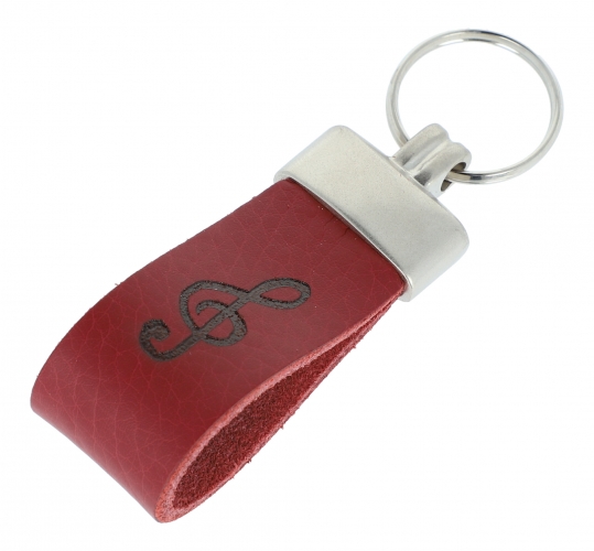 Key pendant made of real leather - color: red