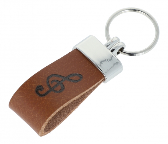 Key pendant made of real leather - color: cognac