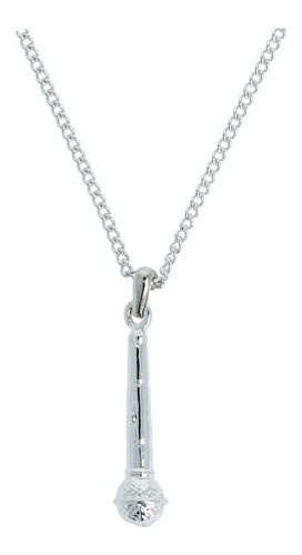 Pendant microphone, with chain - material: silver plated