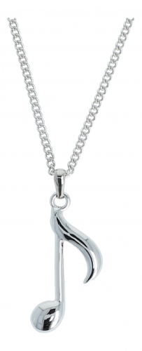 Pendant eighth note, with chain - material: silver plated