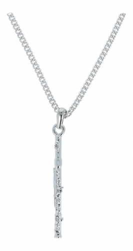 Pendant flute, with chain - material: silver plated