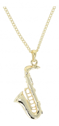 Pendant saxophone, with chain - material: gold plated