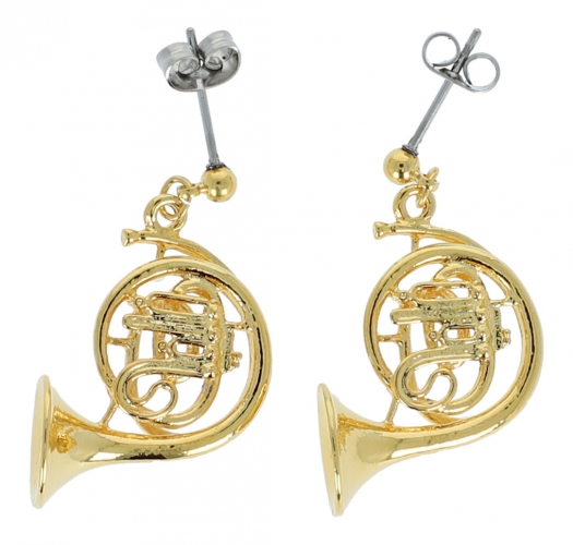 Pair of earrings, horn - material: gold plated