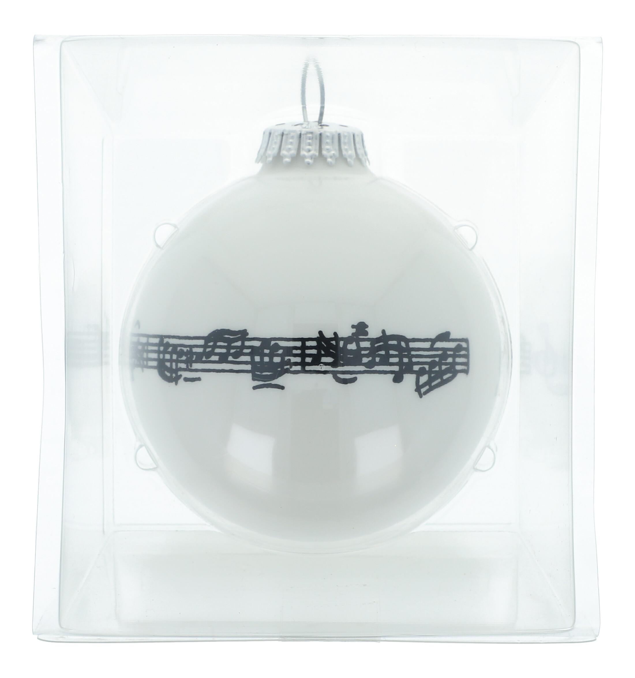 Christmas balls high quality, in the gift box, different motifs - instruments / design: note line