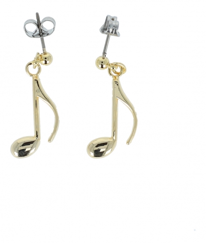 Pair of earrings, eighth note - material: gold plated