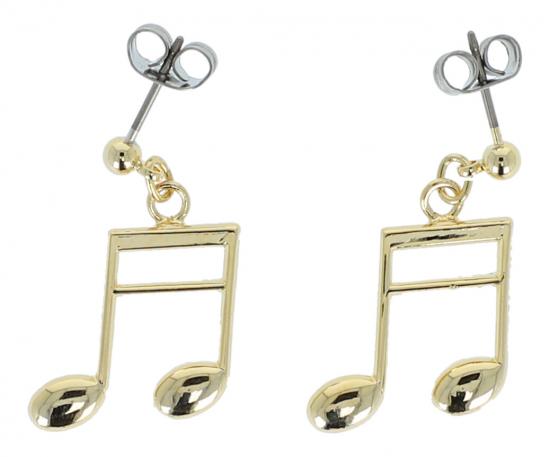Pair of earrings, 16th note - material: gold plated