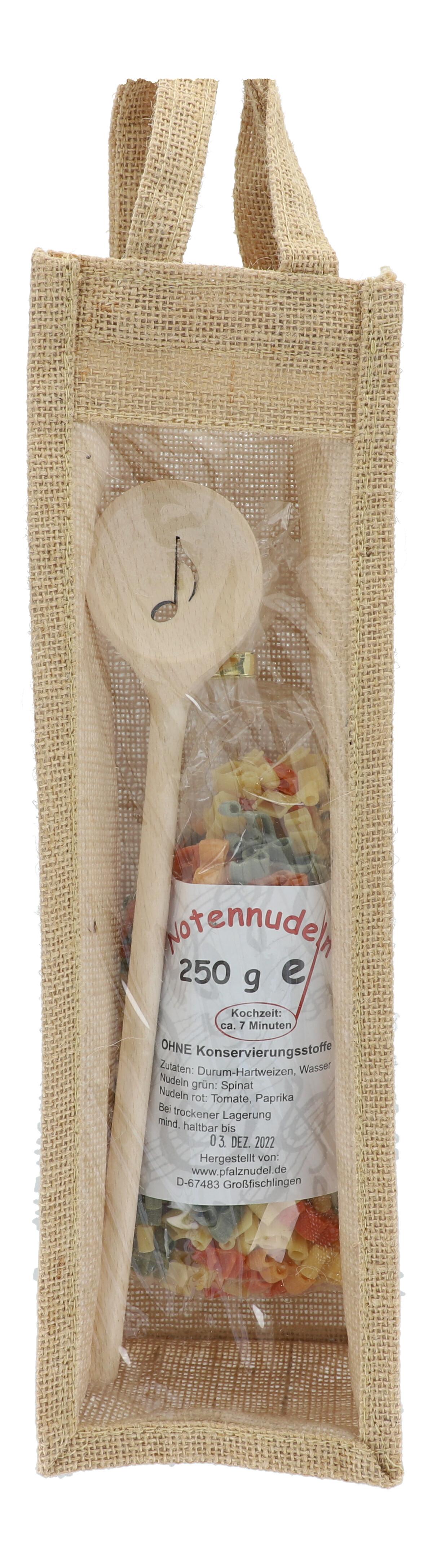 Gift set jute bag with noodles / wooden spoon eighth note
