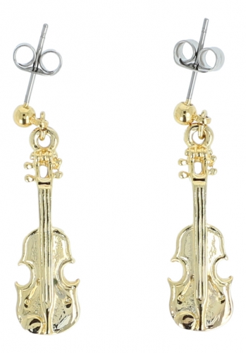 Pair of earrings, violin