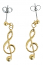 Pair of earrings, violin clef