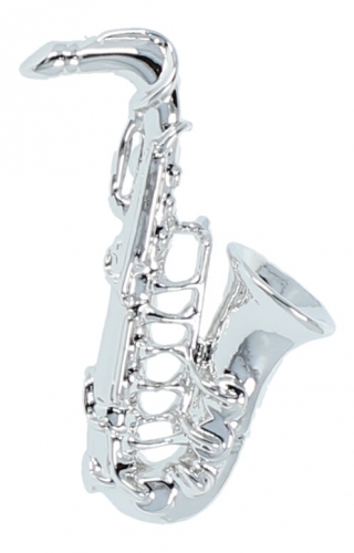 Pin, without box, saxophone - material: silver plated