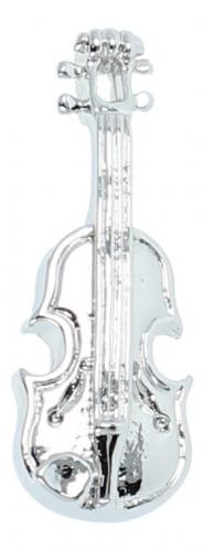 Pin, without box, violin - material: silver plated