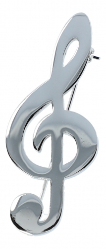 Brooch, various instruments, silver plated - instruments / design: treble clef
