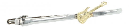 Tie clip, carrier silver plated, electric guitar gold plated
