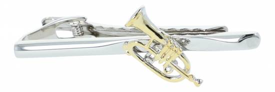 Tie clip, carrier silver plated, fluegel horn gold plated