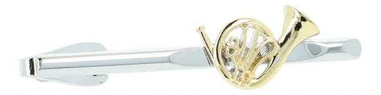 Tie clip, carrier silver plated, horn gold plated