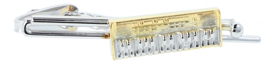 Tie clip, carrier silver plated, keyboard gold plated